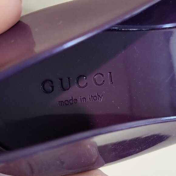 Gucci Interlocking G Logo Rubber Pumps Wedge Rubber Purple Open Toe Size 38 - Picture 9 of 14